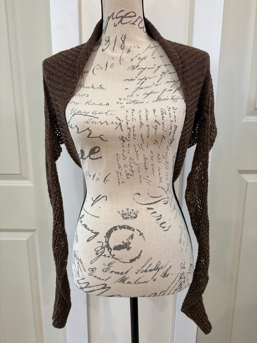 Vintage Y2K Mix It Brown Long Sleeve Shrug Sweater Size Medium